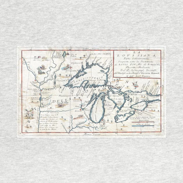 Vintage Map of The Great Lakes (1696) by Bravuramedia